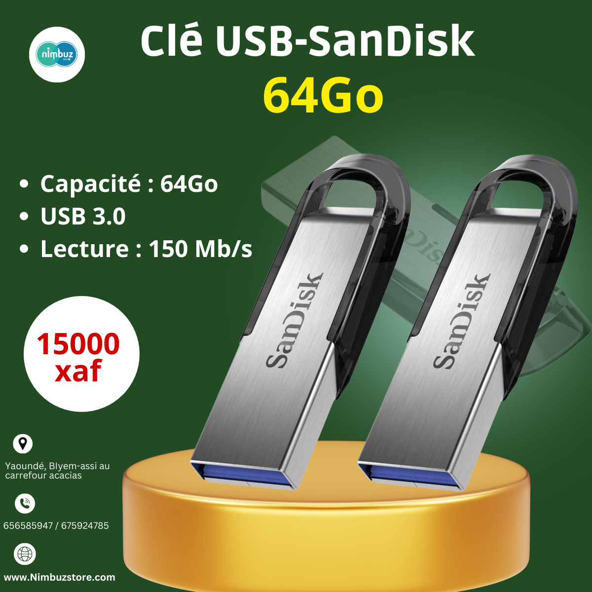 Clé USB 3.0 Ultra 64 Go SANDISK à Prix Carrefour